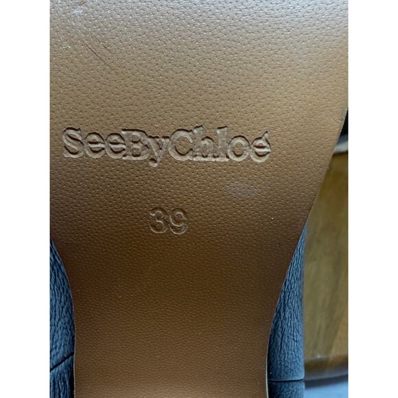 See by Chloe Boots Womens Leather Scalloped Accent Black Leather Size 8 US 39 EU - Picture 9 of 11